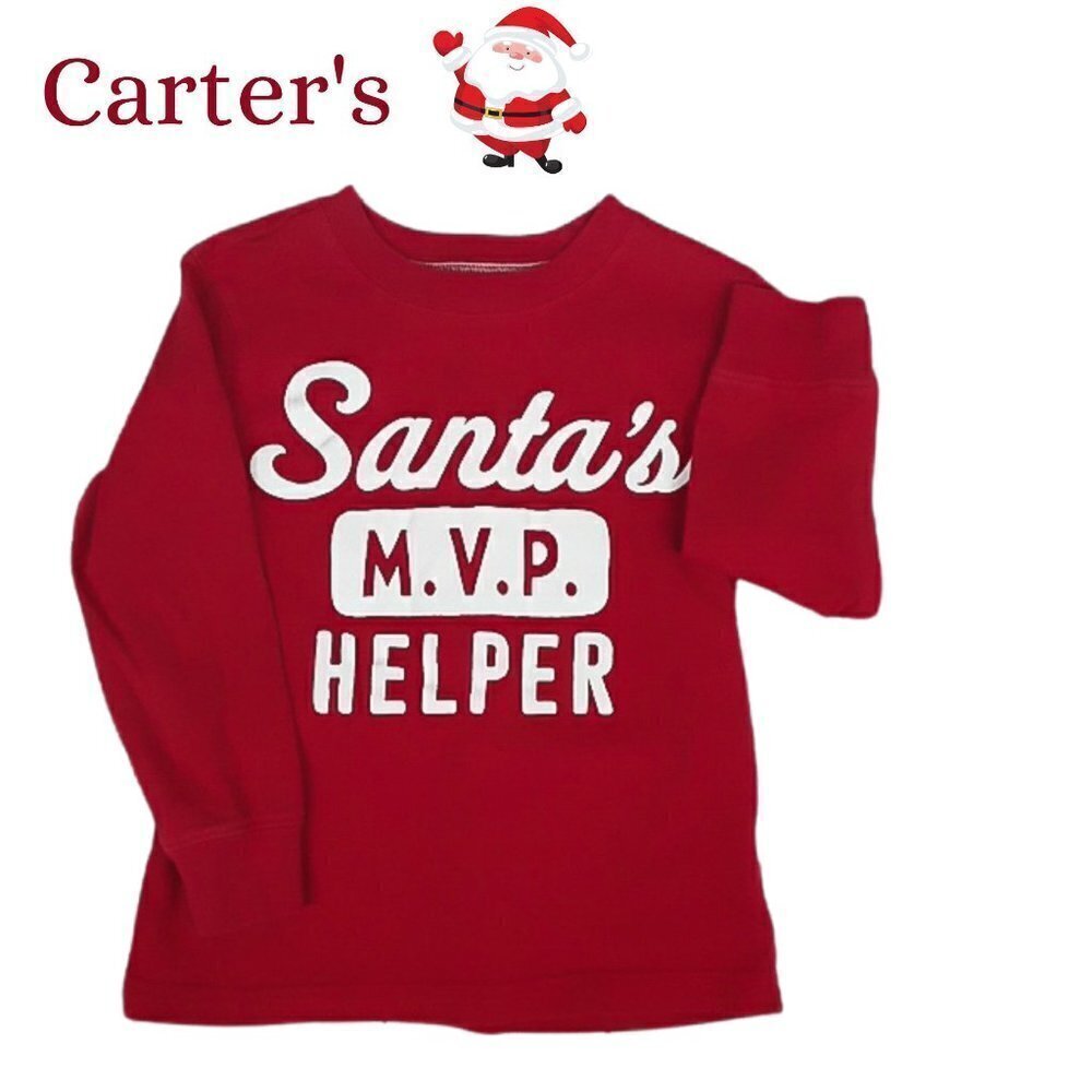 Carter's Christmas Shirt Baby Boy Santas Helper Long Sleeve Shirt Size 6 Months